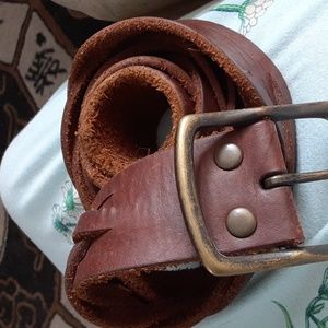 VTG Fossil Leather Belt with Brass Buckle